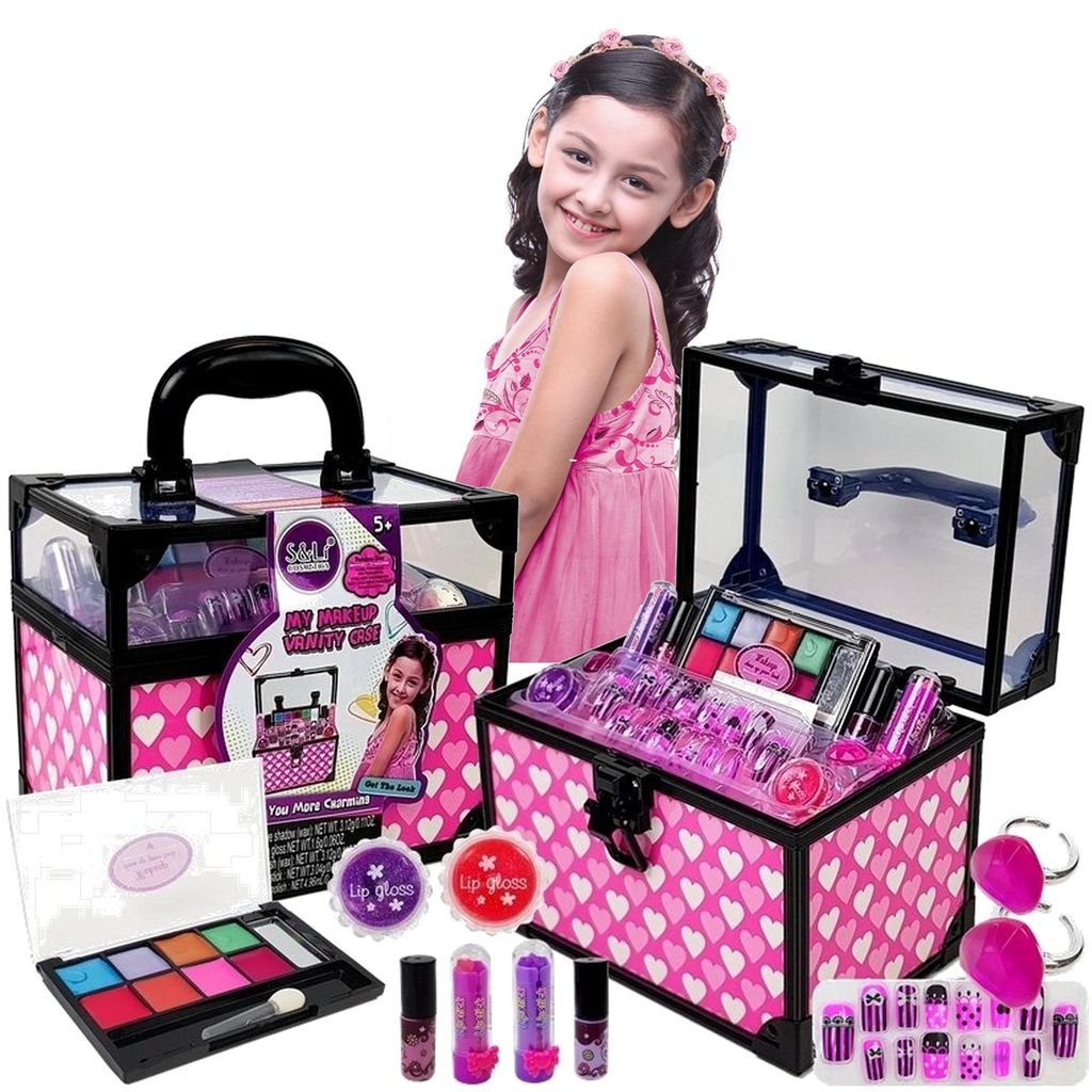 Kinder Schminkkoffer Schminkset für Mädchen Make-up-Set mit Zubehör