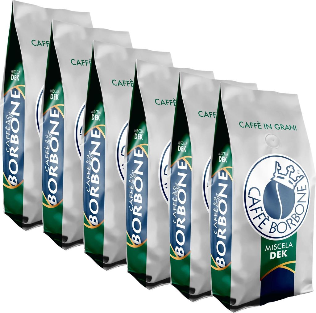 Caffè Borbone DEK 6x1kg | Entkoffeinierte Kaffeebohnen | Italienischer Espresso koffeinfrei