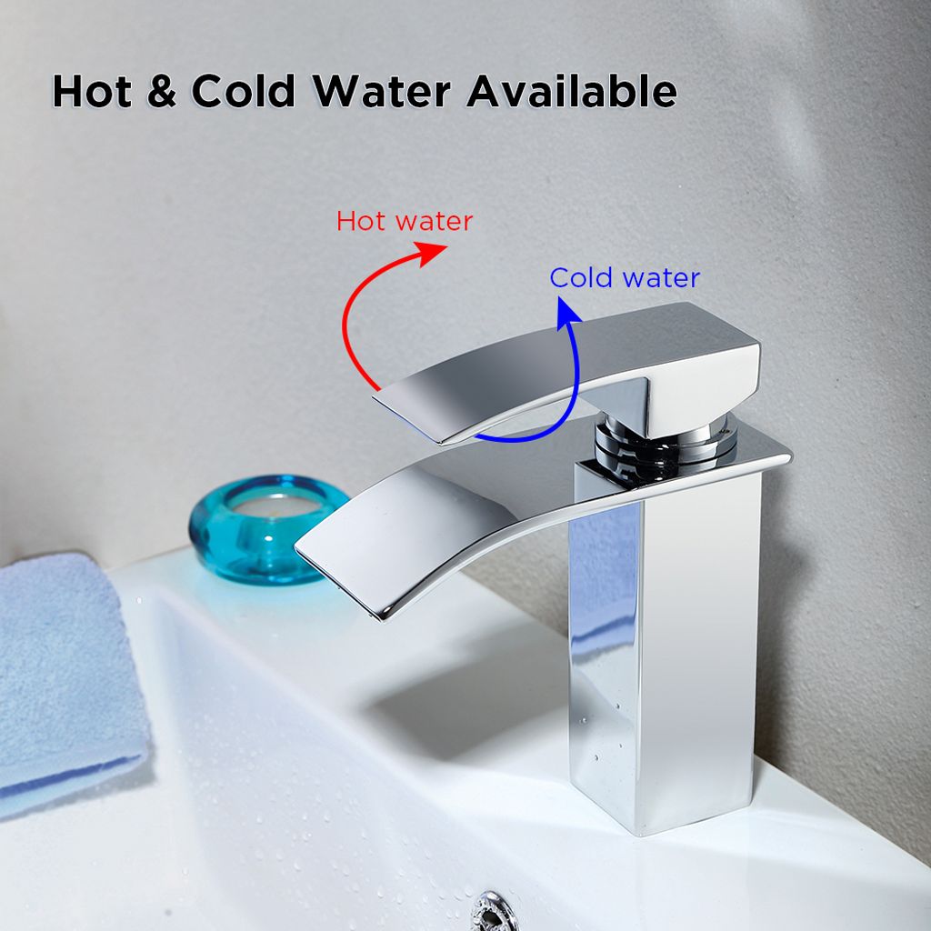 Homelody Wasserhahn Bad wasserfall，Waschtischarmatur mit Produktbild 3