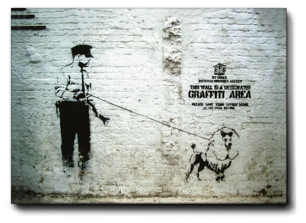 Giallobus - Graffiti-Bereich - Banksy - 70L x 50B cm - Bild - Premium Loom Canvas mit hoher Dicke