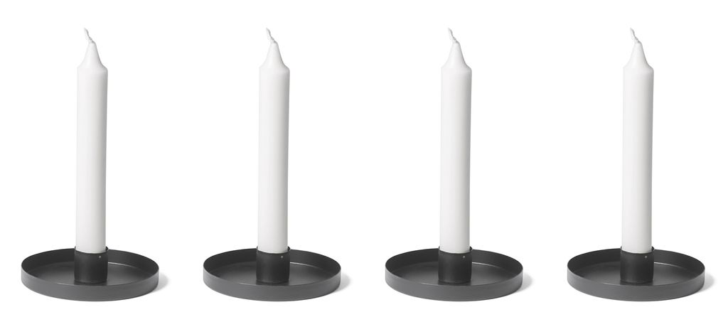 Novaliv 2x Stabkerzenhalter rund Metall Durchmesser 9cm matt SCHWARZ Kerzenhalter candle holder Kerzenpick Adventskranz scandic chic Kerzenteller D...