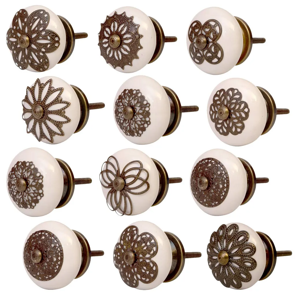 Rénovation de meubles : Lot de 12 boutons en céramique et inox M3 40mm