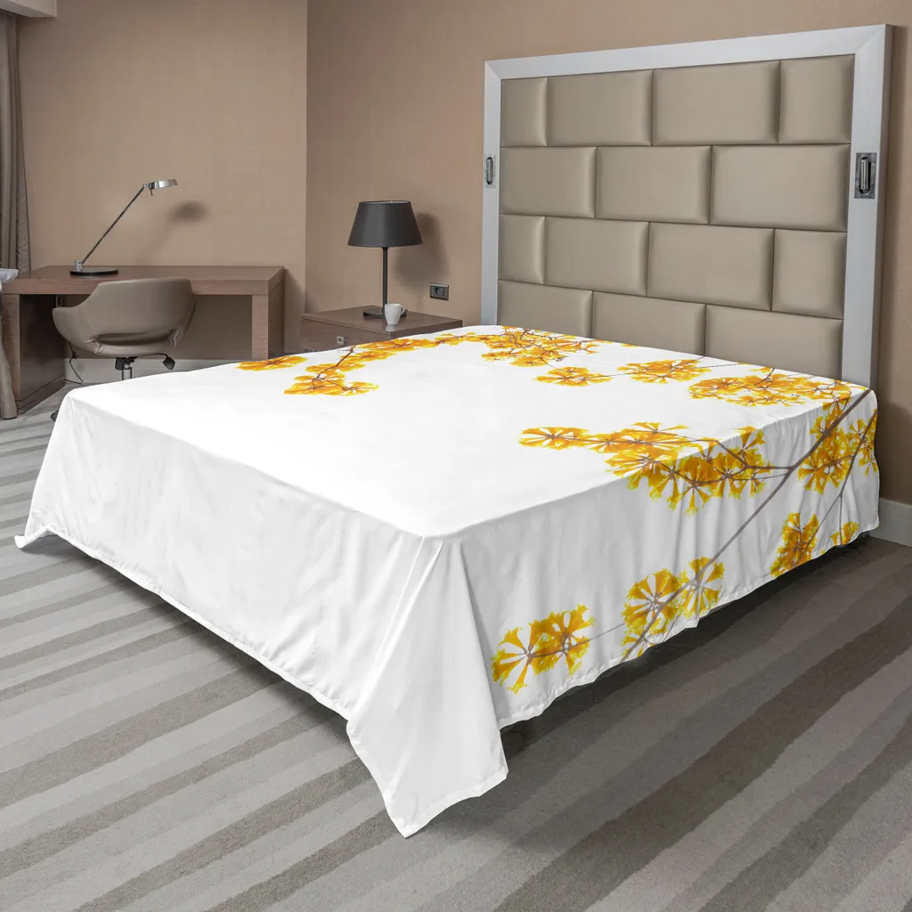 Drap Plat Décoratif pour Lit Double Motif Jardin et Soleil 266x260 cm