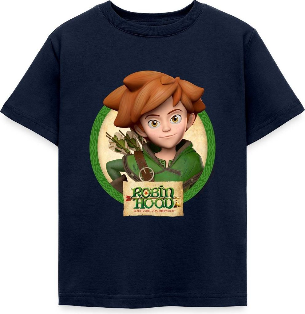 Spreadshirt Robin Hood Schlitzohr Von Sherwood Porträt Kinder T-Shirt, 122/128 (7-8 Jahre), Navy