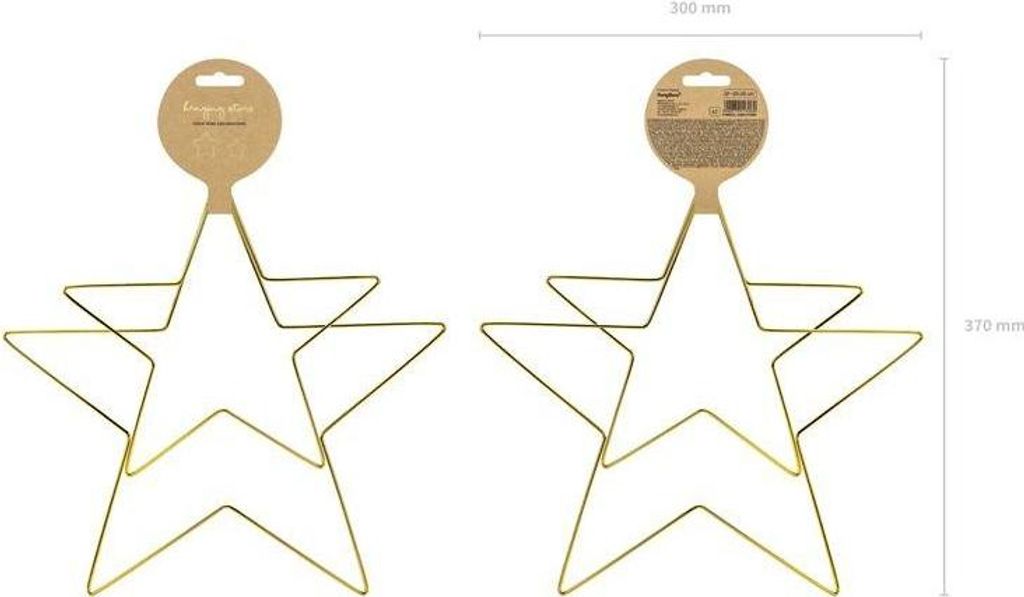 Hviezda dekorácia kovová na zavesenie 20cm / 28cm zlatá Obrázok produktu 