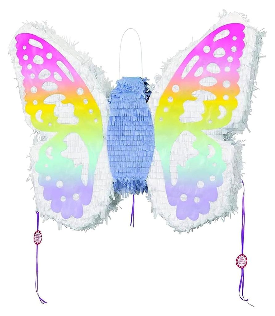 Pinata Schmetterling für Kindergeburtstag oder Party, 49x48x10 cm, bis zu 900g Füllung
