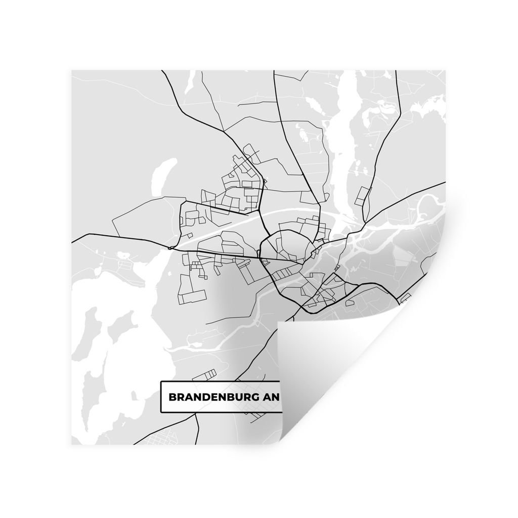 MuchoWow Wandtattoo Wandsticker Wandaufkleber Stadtplan - Karte - Brandenburg an der Havel - Deutschland 50x50 cm Selbstklebend und Repositionier...