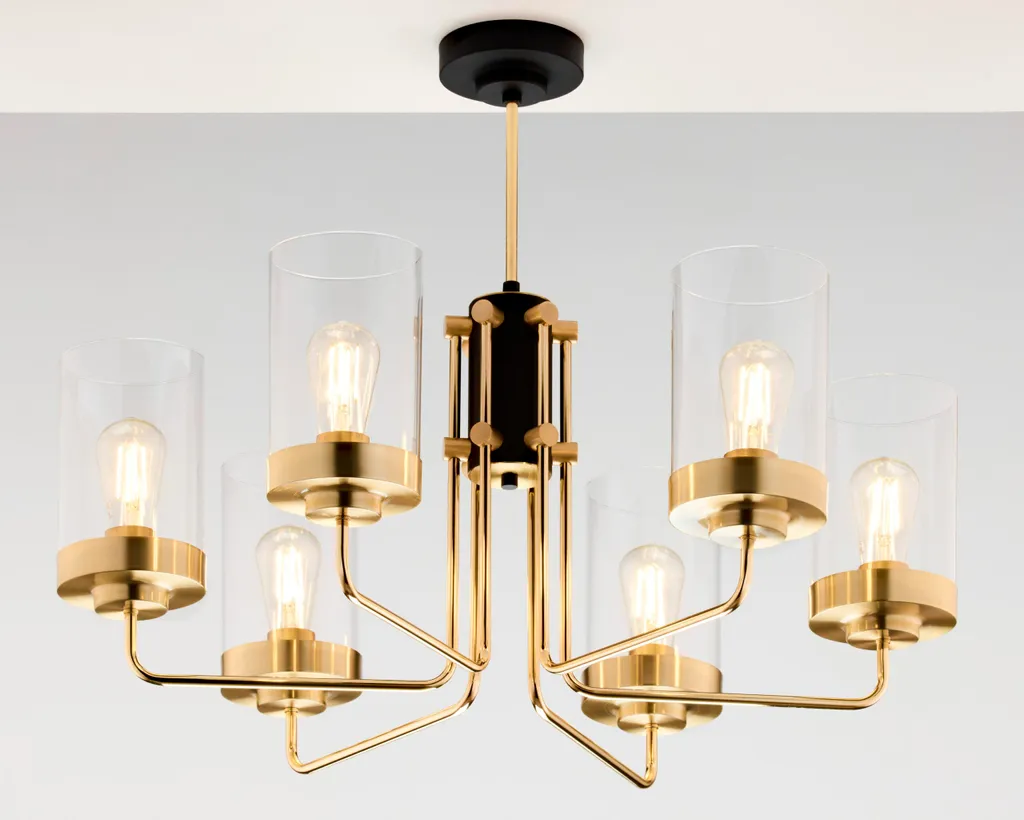 Lustre RAMIREZ 6xE27 - Solution éclairage puissant pour grand séjour noir