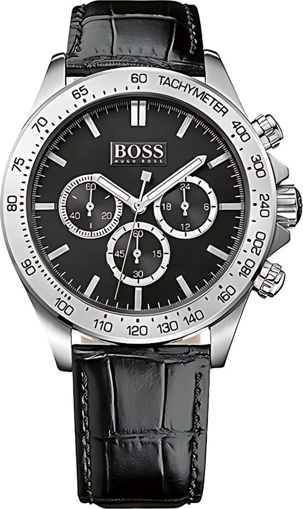 Hugo Boss Ikon Chronograph Uhr Herrenuhr Lederarmband schwarz