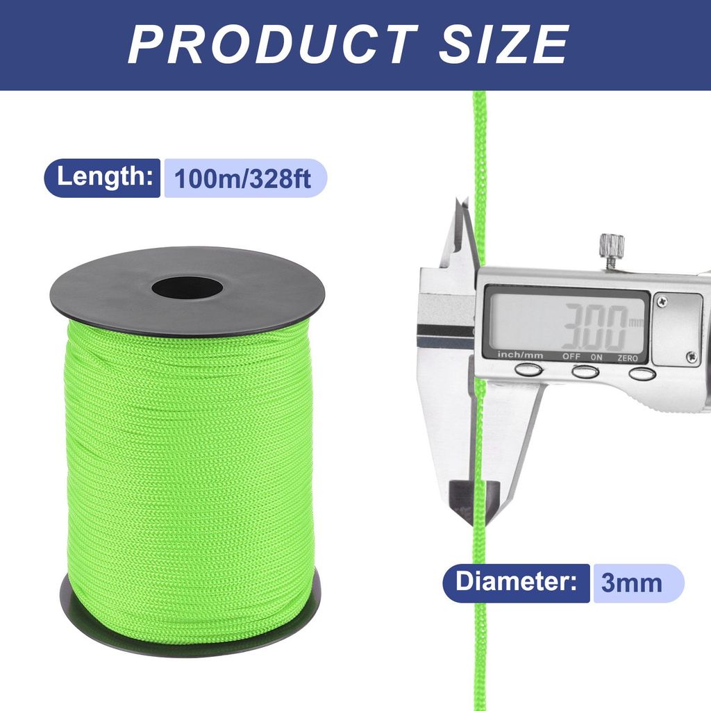 Polypropylen-Seil 3mm Polypropylenseil 10Om PP Flechtleine Textilseil Leine Nylonschnur Schnur Rei?feste Rope Kunststoffseil fš¹r W?scheleine Cam...