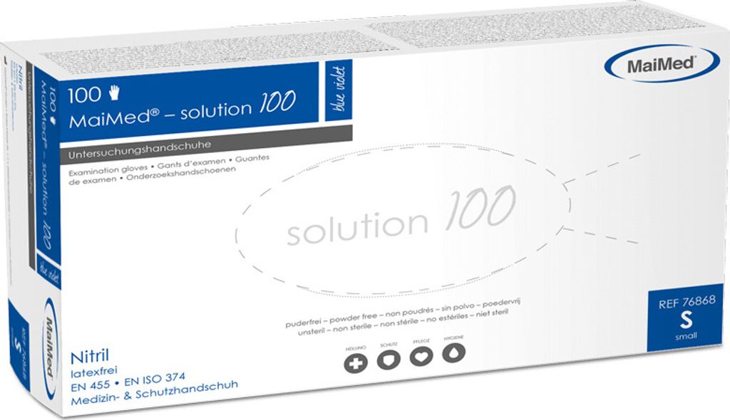MaiMed solution Nitril Handschuhe puderfrei blue violet 100 Stück S
