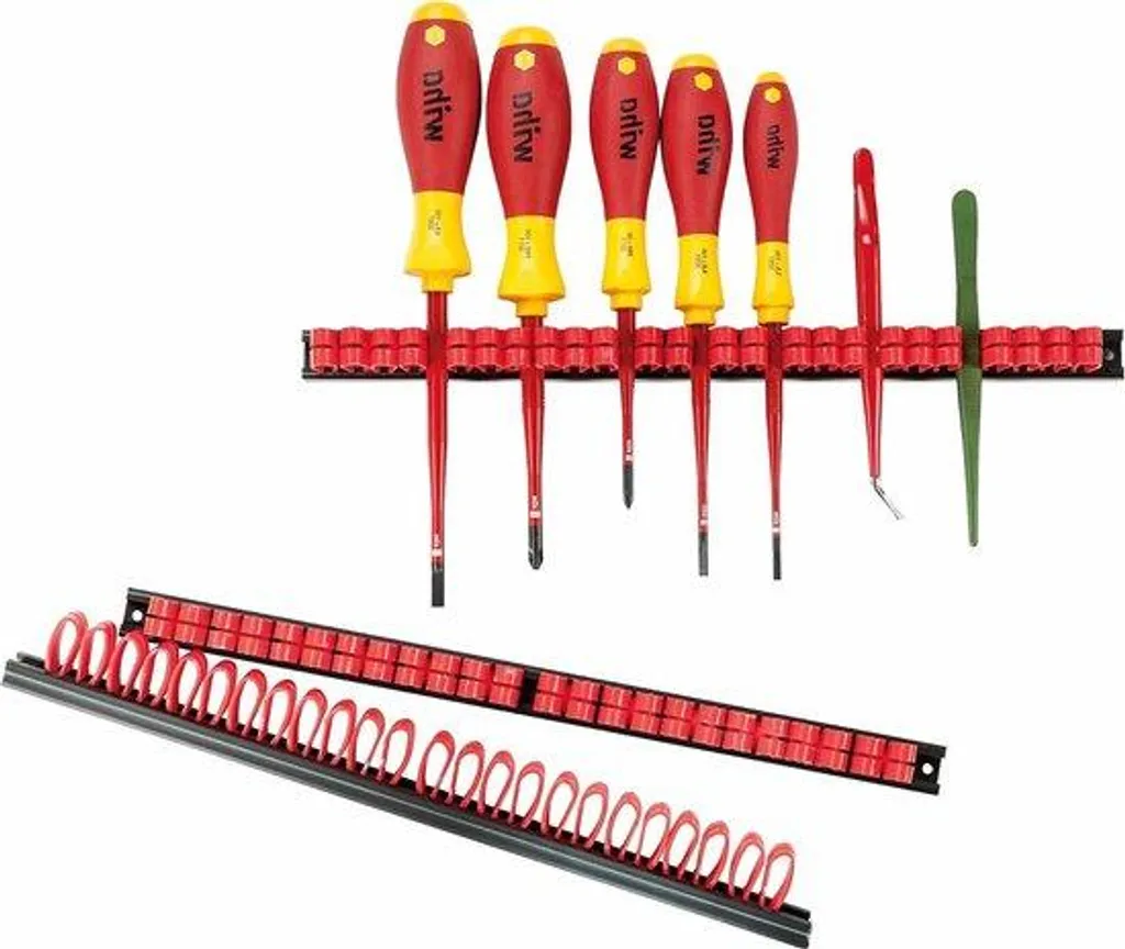 Supports d'outils flexibles en PVC noir et rouge avec pinces de maintien
