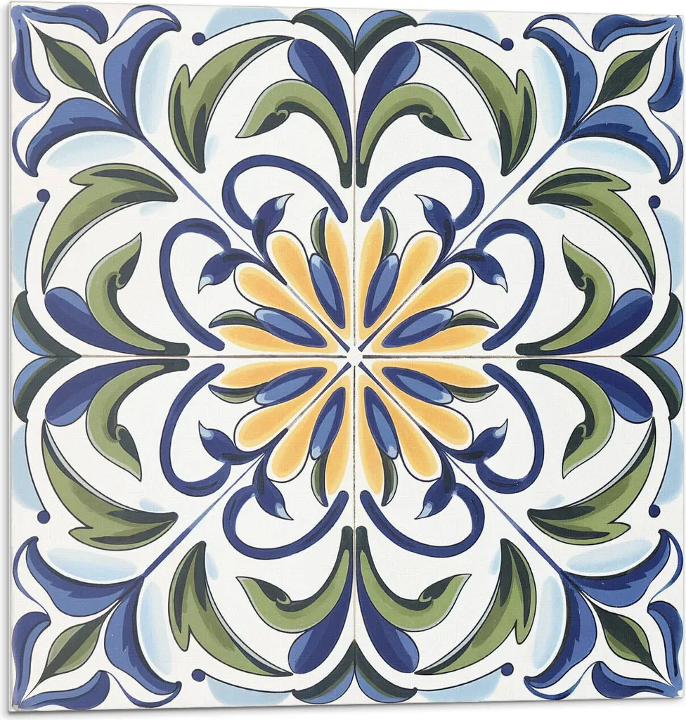 Pannello Murale Decorativo - 20 Piastrelle PVC Autoadesive Floreali