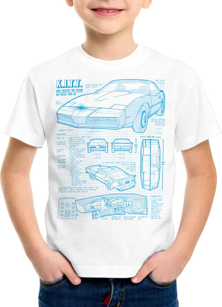 style3 K.I.T.T. Kinder T-Shirt blaupause michael knight 2000 black rider