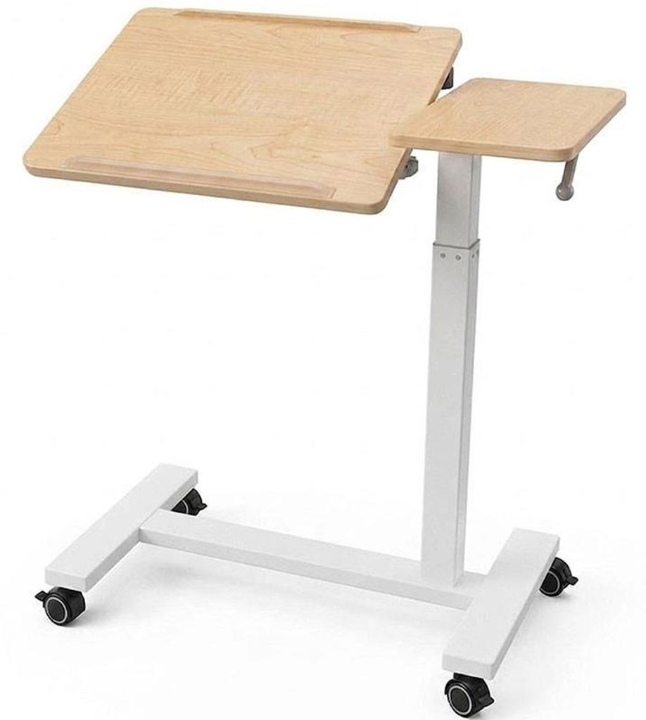 Höhenverstellbarer Tisch ED018-BE68-RR-EU, fahrbar, weiß/ahornfarben