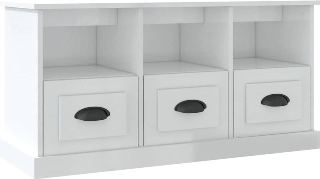 vidaXL TV skříňka vysoký lesk bílá 100x35x50 cm Dřevěný Obrázek produktu 