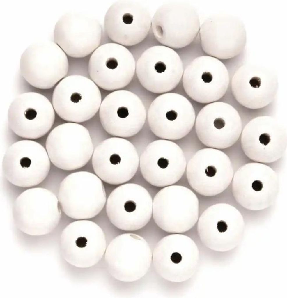GLOREX Holzperlen weiß Ø12mm 28 Stück Produktbild 