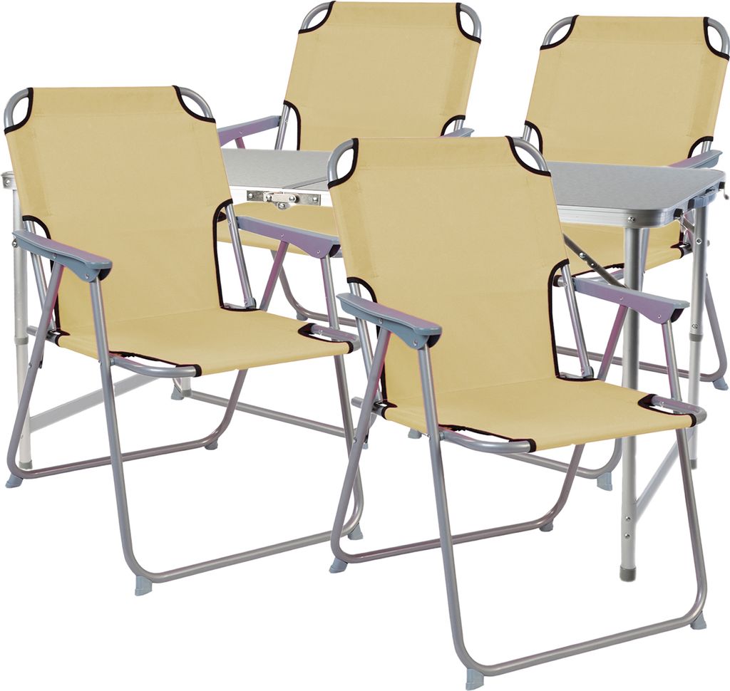 5-teiliges Campingmöbel Set Alu 120x60x58/70cm Beige