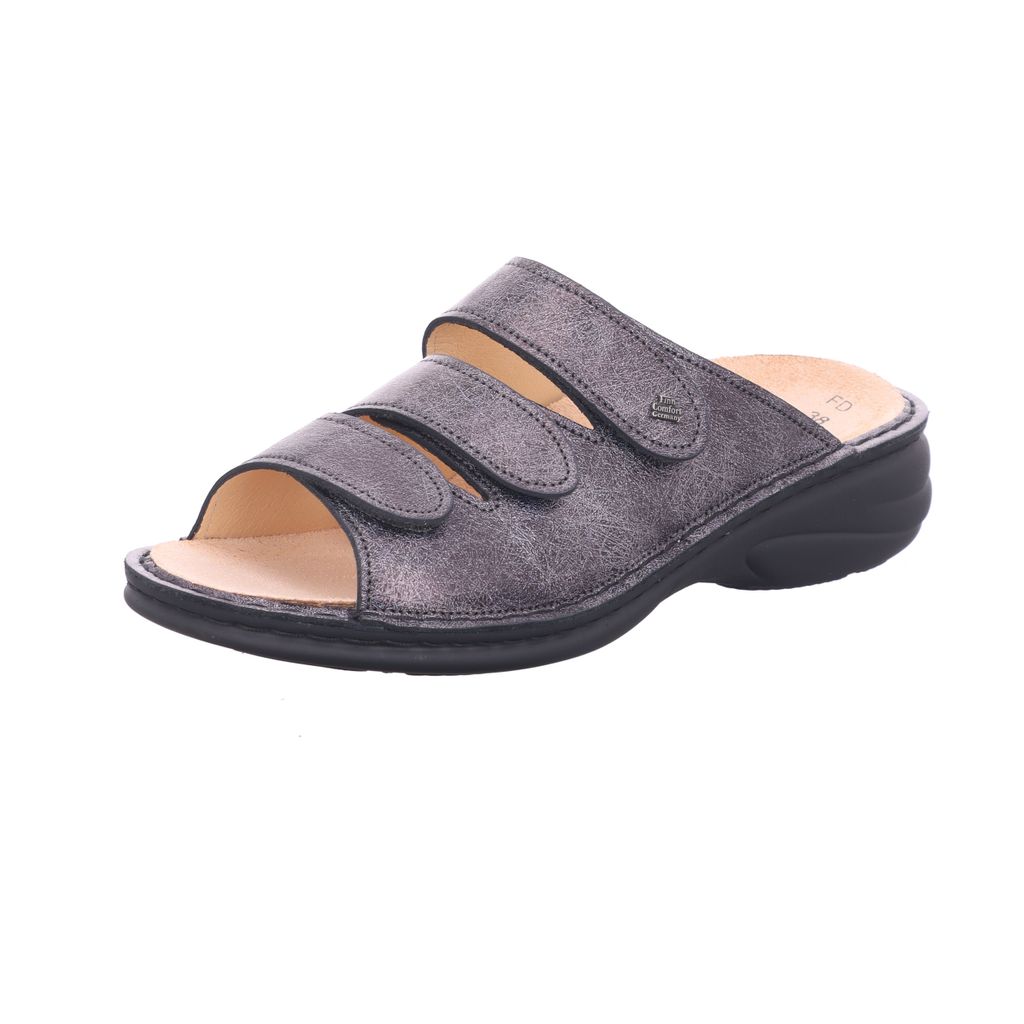 Finn Comfort Hellas Damenpantolette, Leder, Platin (Grau), Bequem - Marken Finn Comfort, Grau, leder (magila)