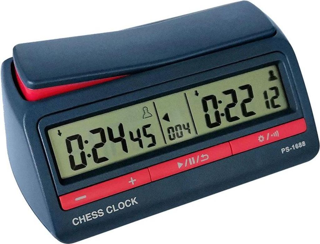 Schachuhr - Digitale Spieluhr - Für Schach, Go und Chinesisches Schach - Spieltimer für Brettspiele - Batterie enthalten - Schwarz