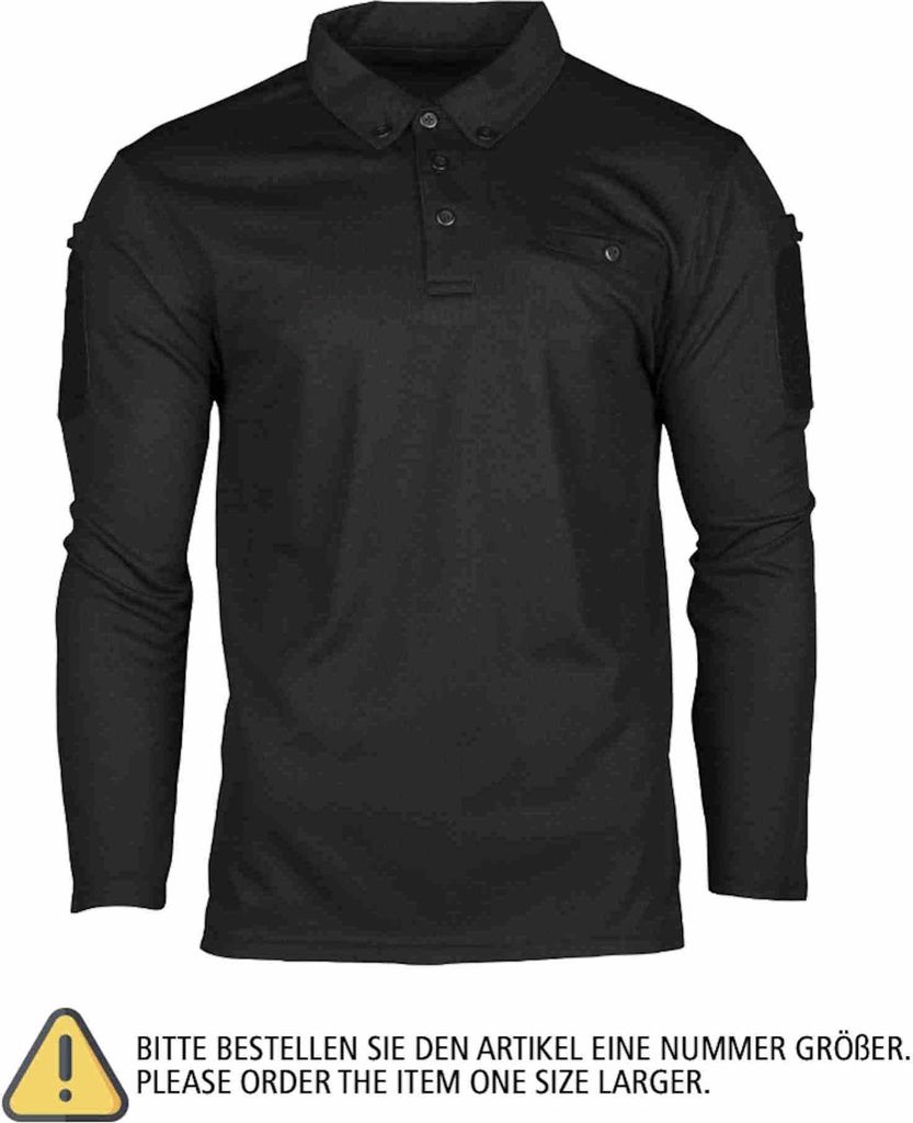 Mil-Tec TACTICAL QUICK DRY POLOSHIRT 1/1 ARM SCHWARZ XL