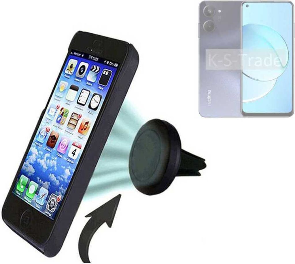 K-S-Trade Kompatibel mit Realme 10 Auto Handy Halterung KFZ Halter Lüftungsgitterhalterung Air Vent mount Smartphone Halter