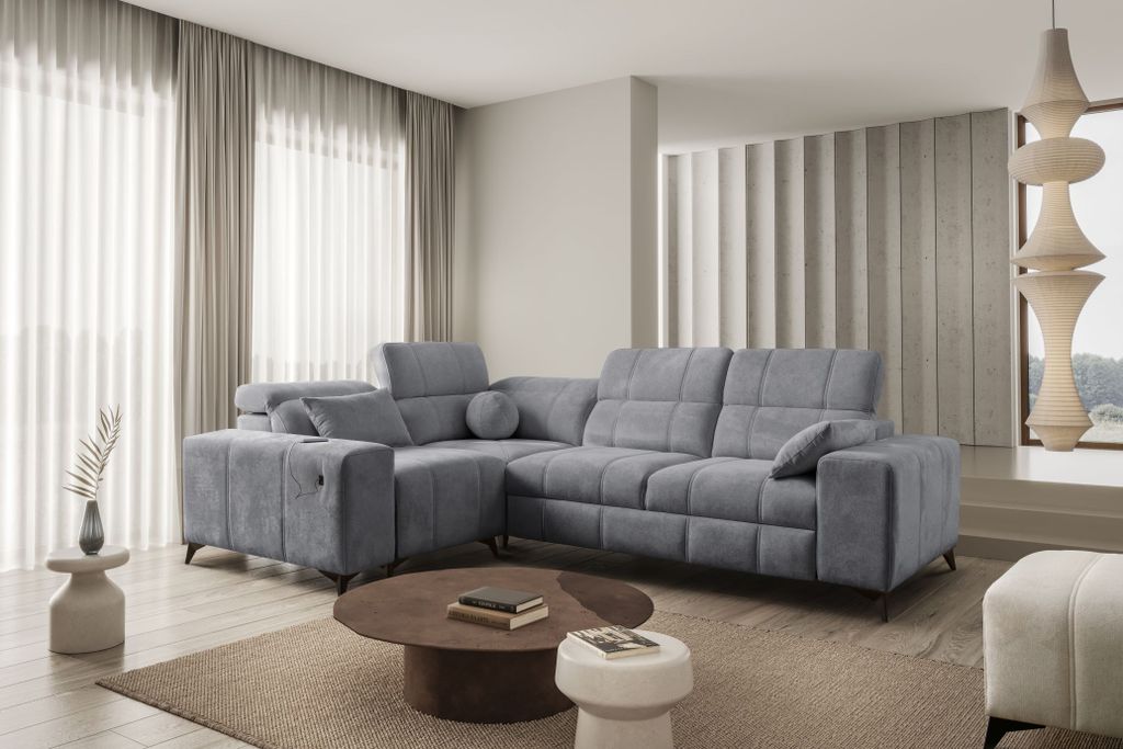 Eckcouch Wohnzimmer Sofa L-Form DAFNE II Links / Rechts zur Auswahl - Grau - - IM Sofa