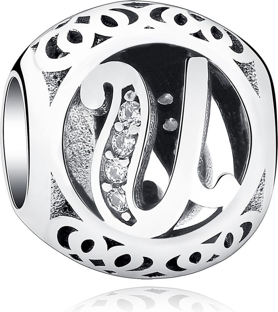 PANDACHARMS Kugel Buchstabe U Charm , 925er Sterling Silber, passt zu Pandora