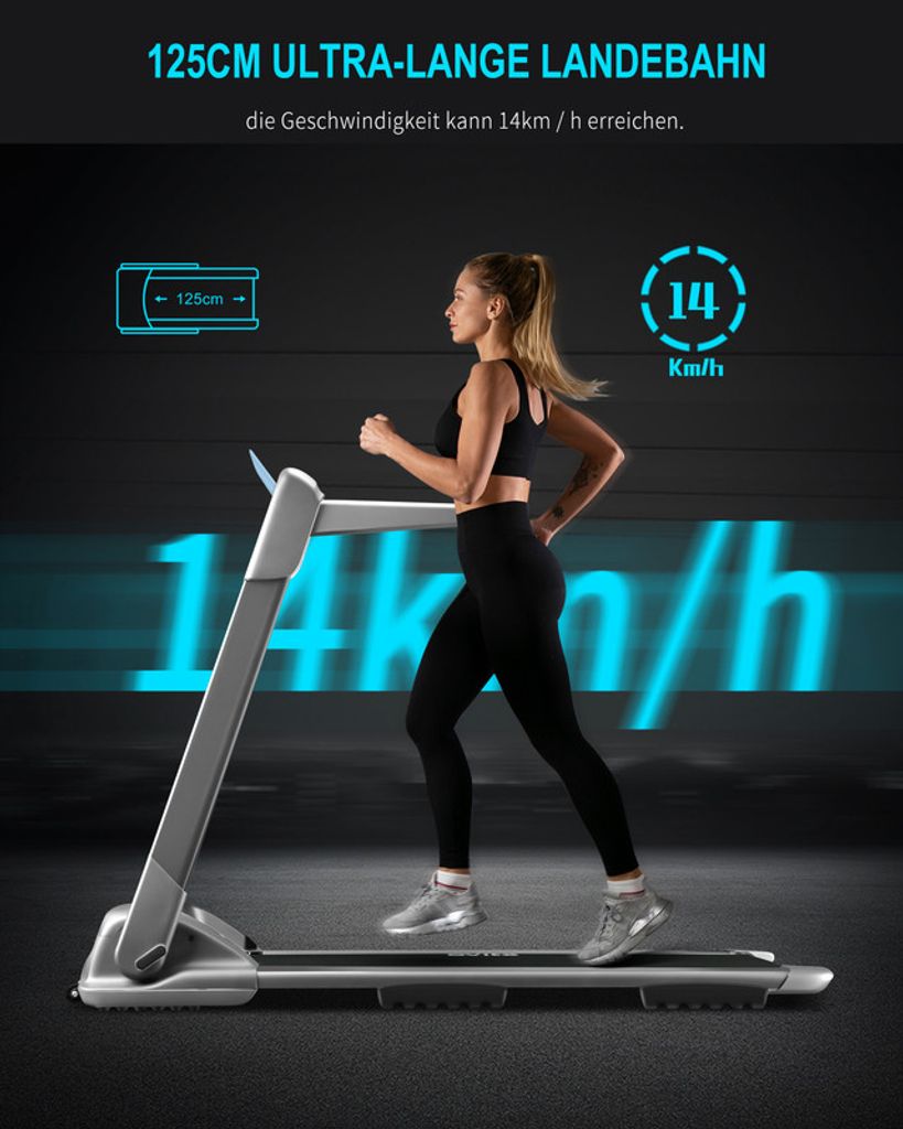 Laufband Klappbar Heimtrainer Fitnessgerät Fitness Jogging 1.0-14km/h mit App DE 