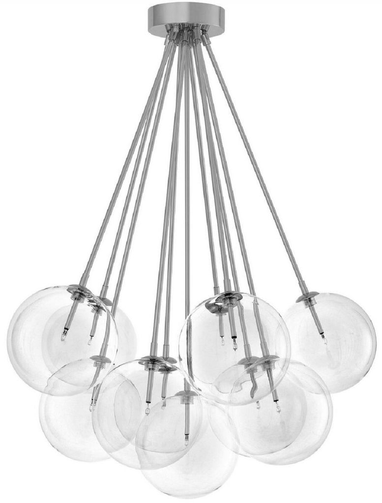 Casa Padrino Luxus Halogen Deckenleuchte Silber Ø 66 x H. 94,5 cm - Dimmbare Deckenlampe mit runden Glas Lampenschirmen - Luxus Qualität