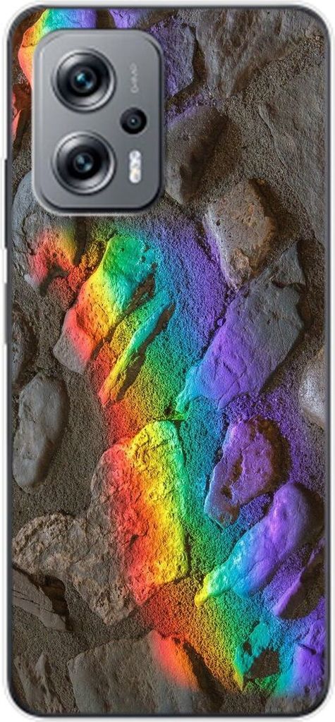 König Design Hülle kompatibel mit Xiaomi Redmi K50i Kunststoff Soft Handyhülle - Handy Case Regenbogen Steine