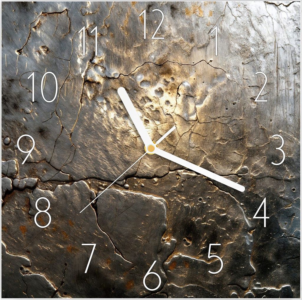 Wanduhr aus Glas mit Motiv Gekrakeltes Metall- 30 x 30 cm - Produktbild 