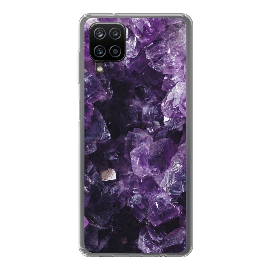 MuchoWow Handyhülle Schutzhülle Hülle für Samsung Galaxy A12 Amethyst - Edelsteine - Mineralien Silikon Softcase Handy Hülle - Bild