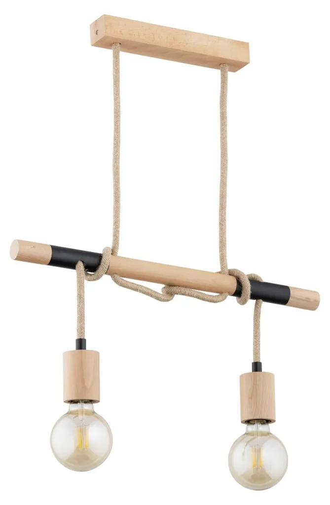 Suspension bois pour table à manger LANCER - Éclairage 2x E27 75 cm