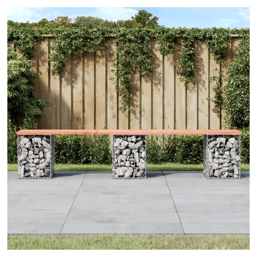 Gartenbank im Gabionen-Design 203x31x42cm aus Douglasholz
