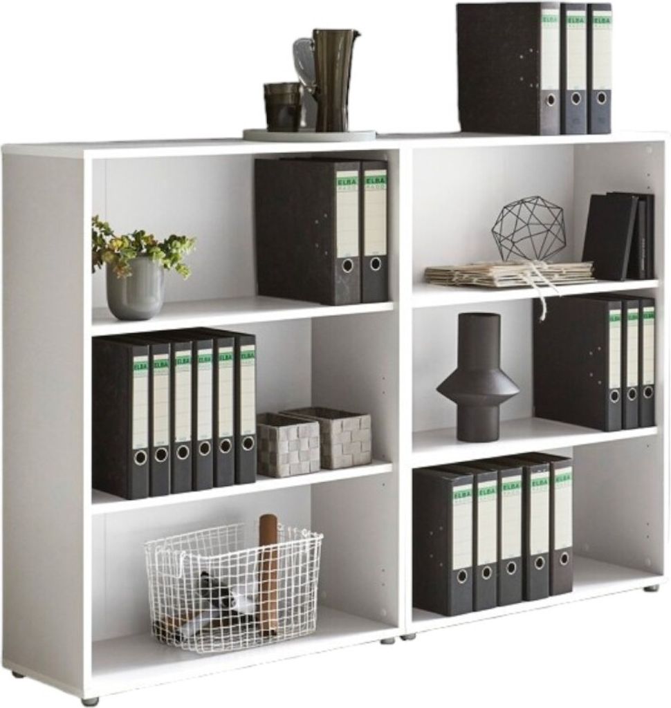 Aktenregal TABOR 1 niedrig in weiß, Regal-Set, Büroregale, ideal für Aktenordner