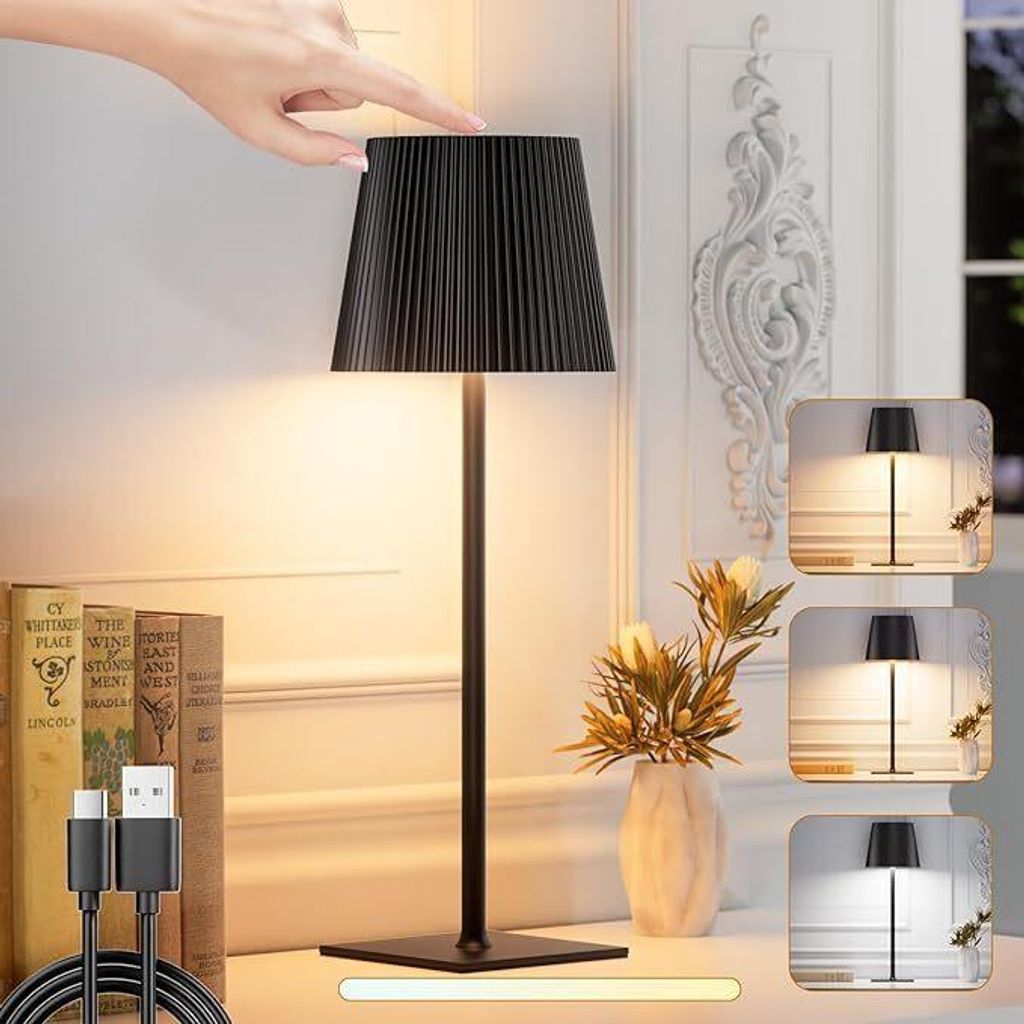 Tischlampe Kabellos, LED Tischleuchte, Dimmbar Touch Akku Produktbild 