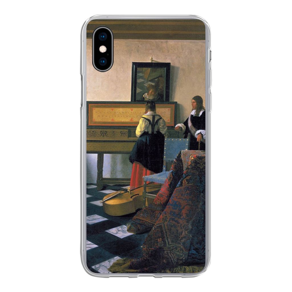 MuchoWow Handyhülle Schutzhülle Hülle für iPhone Xs Die Musikstunde - Johannes Vermeer Silikon Softcase Handy Hülle - Handytasche
