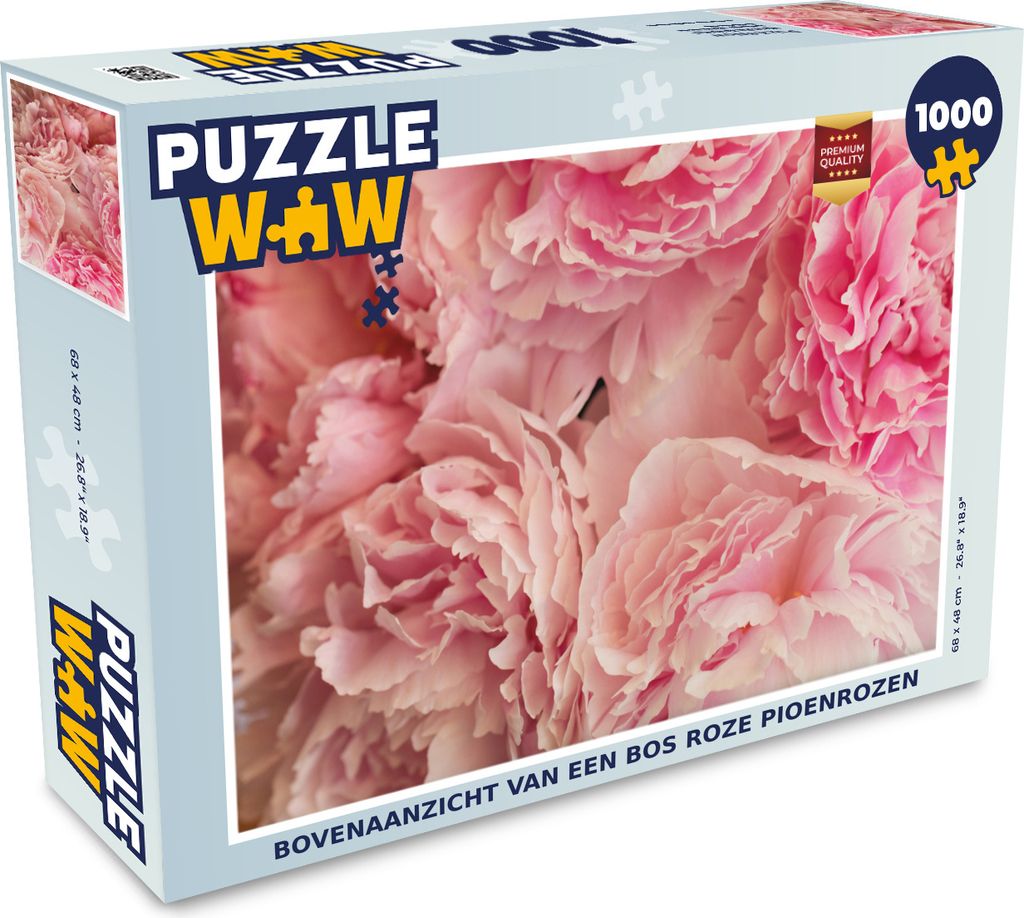 MuchoWow Puzzle 1000 Teile Draufsicht auf einen Strauß rosa Pfingstrosen - Erwachsene - Rätsel