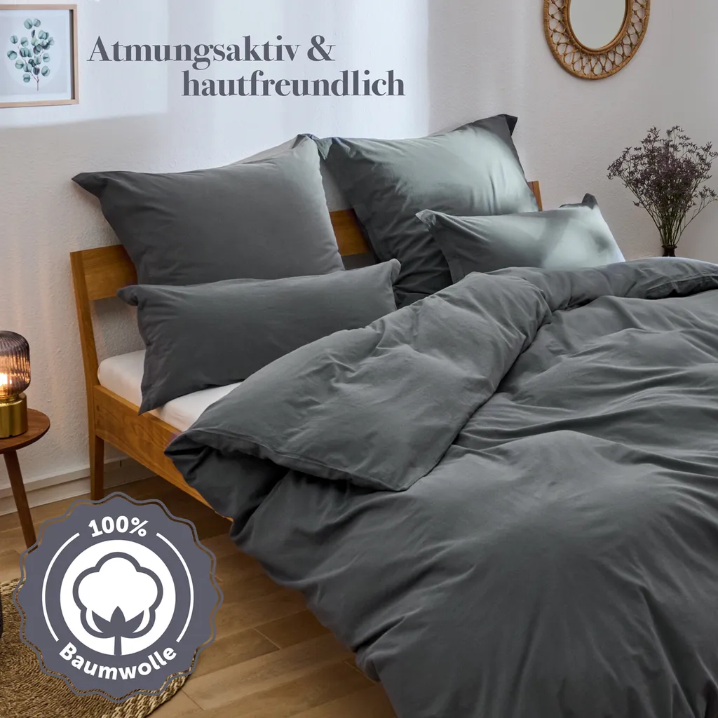 Sogni d'Oro con Blumtal: Set Cotone 135x200 Antracite 4 Pezzi - 3