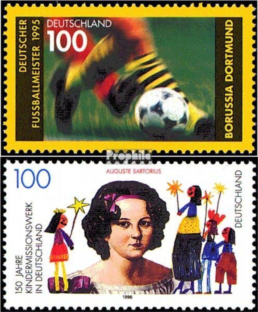 Briefmarken BRD (BR.Deutschland) 1995 Mi 1833,1834 (kompl.Ausgaben) gestempelt Deutscher Fußballmeister 1995: Borussia Dortmund