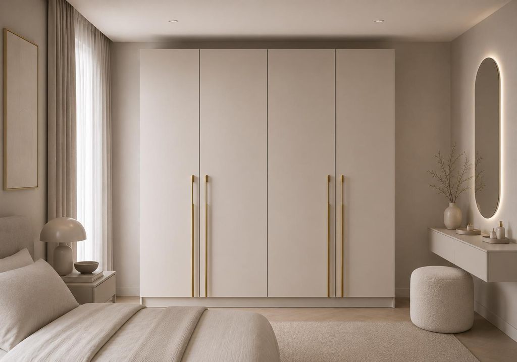 Kleiderschrank 4-türig – moderner Schrank viel Stauraum, Schlafzimmer Garderobenschrank - Schrank Glamy 4D - Cashmere