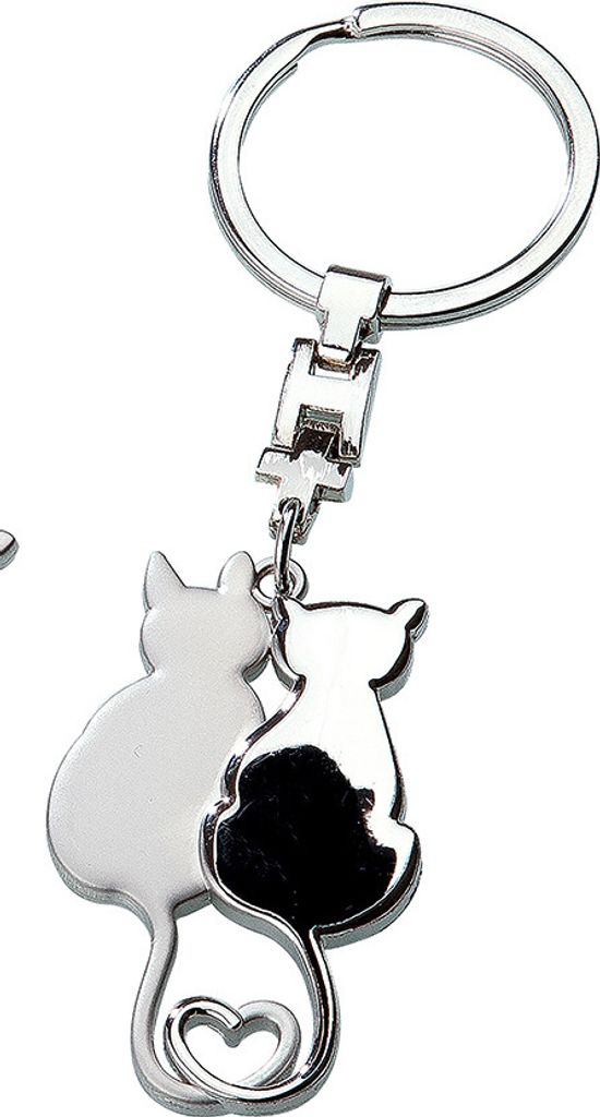 Metall Schlüsselanhänger Katzenliebespaar Produktbild 