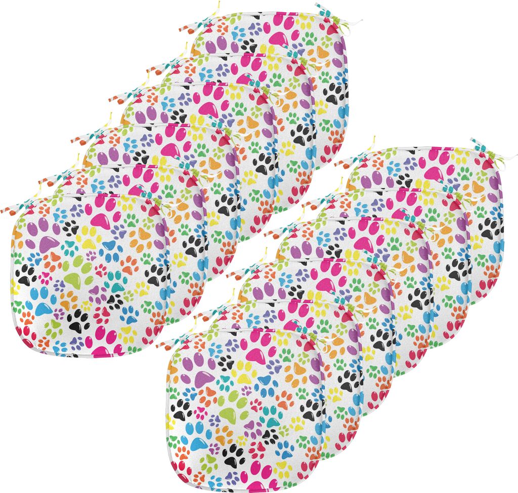 ABAKUHAUS Hund Polster für Esszimmerstühle, Cartoon-Hund Paw Traces, Dekoratives wasserfestes Kissen mit Riemen für Küchensitze, 40 cm x 40 cm-...