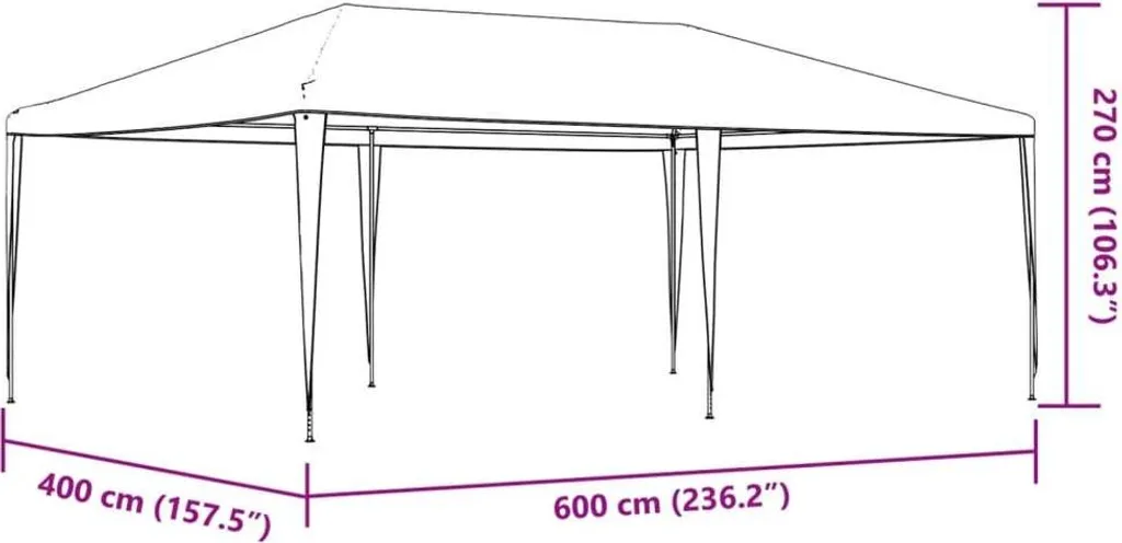 vidaXL Tenda per feste 4 x 6 m bianco - 8