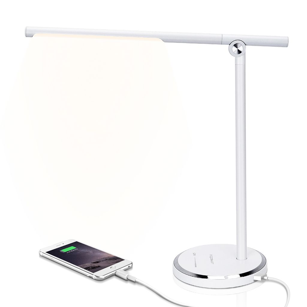 9W LED Schreibtischlampe dimmbar Lampe mit USB-Ladeanschluss für Handy Aufladen 