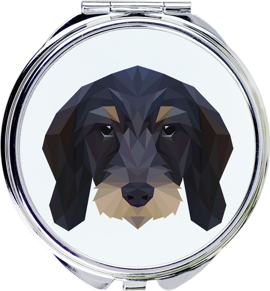 Drahthaariger Teckel - Spiegel mit Foto und geometrischem Aufdruck der Marke Art-Dog
