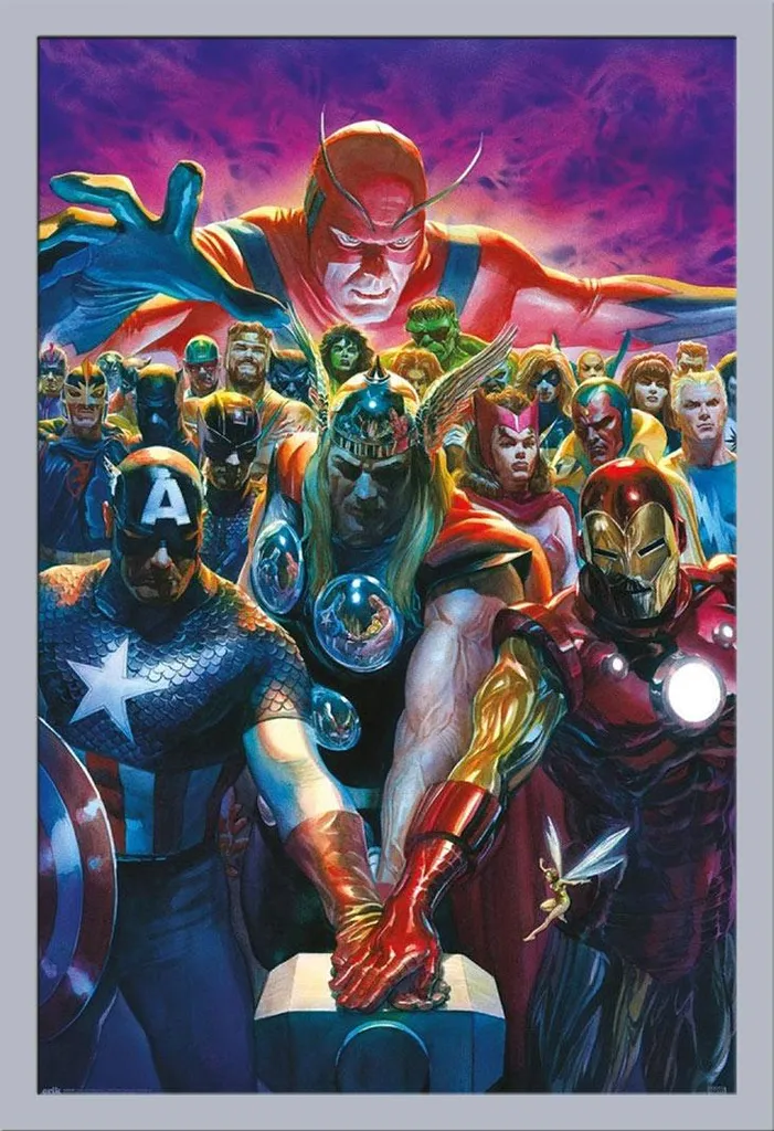 Avengers - Poster - 10 di Axel Ross + cornice rimovibile, Shinsuke® Maxi MDF argento, disco acrilico