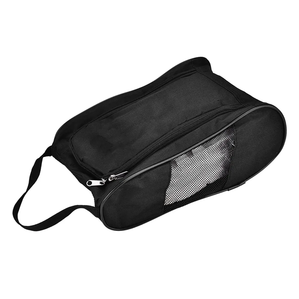 Housse de Chaussures de Golf Noire Portable avec Tissu Respirant Mesh