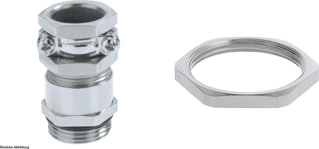 LAPP Verschraubung mit externer Zugentlastung und Gegenmutter M32x1,5 mit Einschnittgummi Messing (CuZn) vernickelt